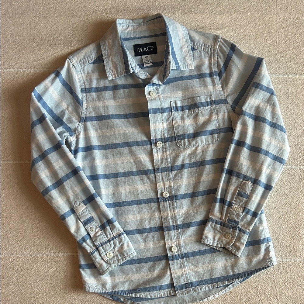 Place Casual Shirt with Blue and White Stripes